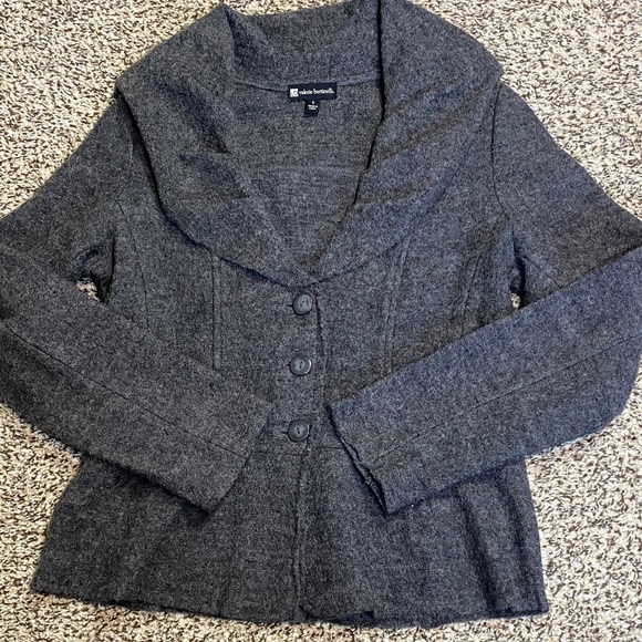 Valerie Bertinelli 100% Wool Charcoal Gray Button-Up Blazer - Picture 8 of 8